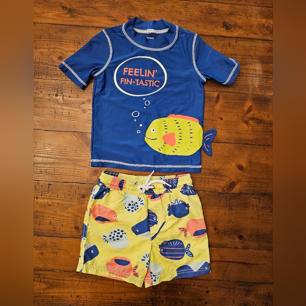 Carter's rashguard and swim trunks bundle